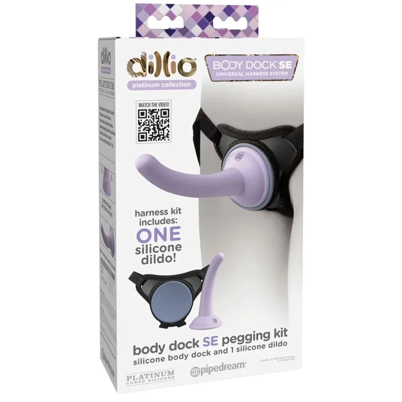 Dillio Body Dock SE Violet Strap-On Harness Pegging Kit with Platinum Silicone Dildo