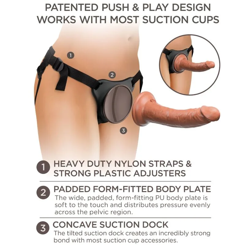 King Cock Elite Comfy Justerbar Sele med Silikonsdildo – 17,8 cm Insättningsbar Längd