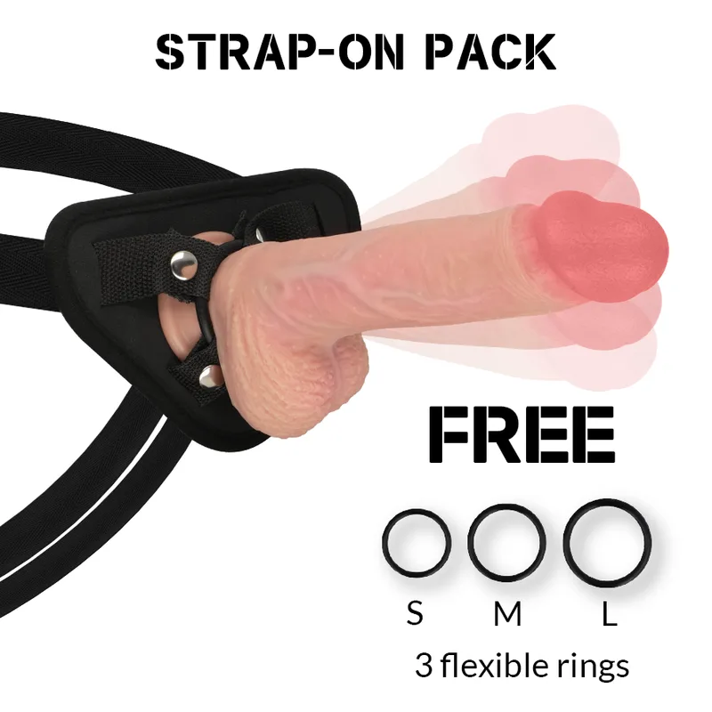 Rockarmy Hawk Realistisk Roterande & Vibrerande Strap-On Sele Set – 22 cm Längd x 4,6 cm Diameter