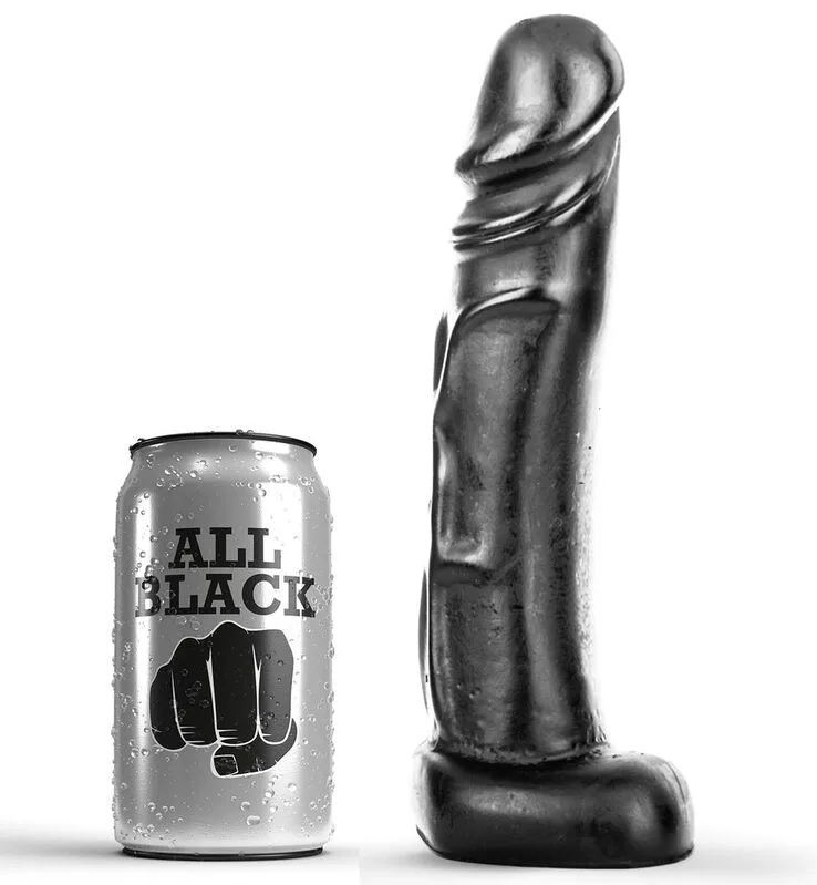 All Black Realistisk Dildo 22 cm – Flexibel PVC-stimuleringsleksak
