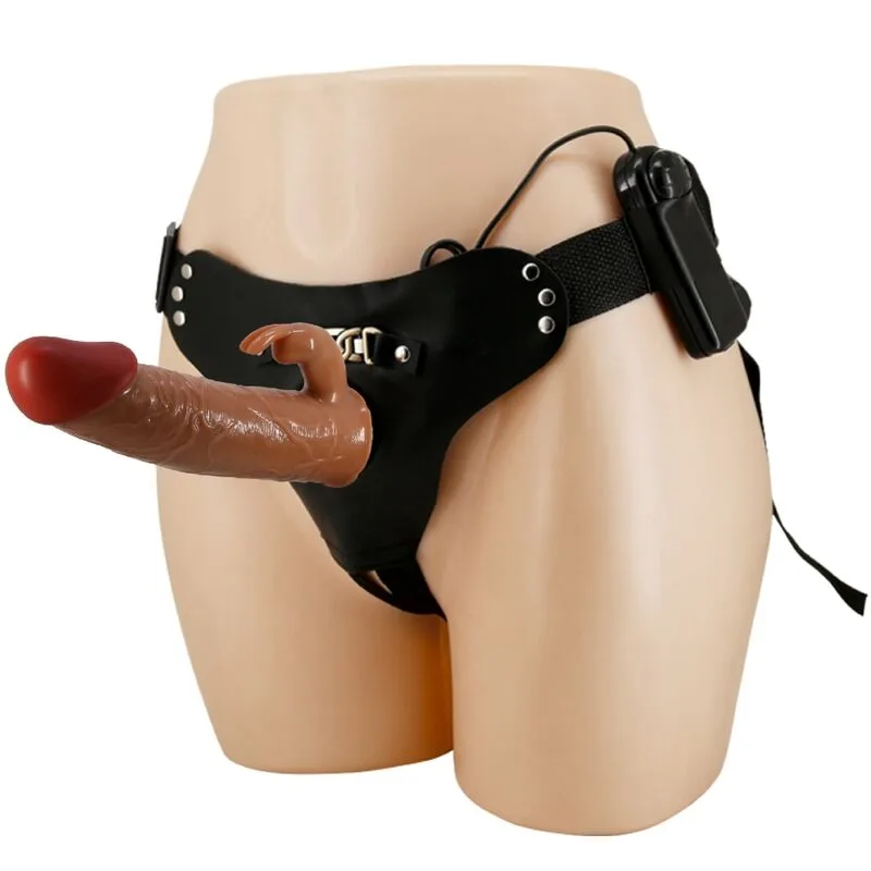 Pretty Love Marion Harness Universella Briefs med Vibrerande Dildo 19 cm – Brun