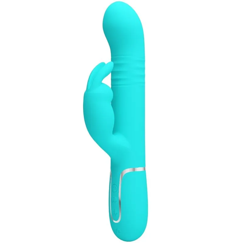 Pretty Love Coale Rabbit Vibrator med roterande pärlor – Aqua Green