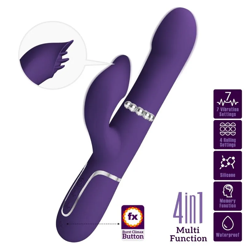 Pretty Love - Zalin Kaninvibrator med Pärlstimulering, 4-i-1 Multifunktion, Lila
