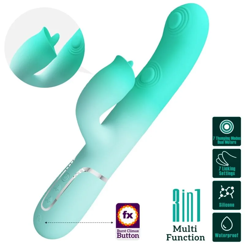 Pretty Love - Gigi Multifunction Rabbit Vibrator | Dual Stimulation | Aqua Green