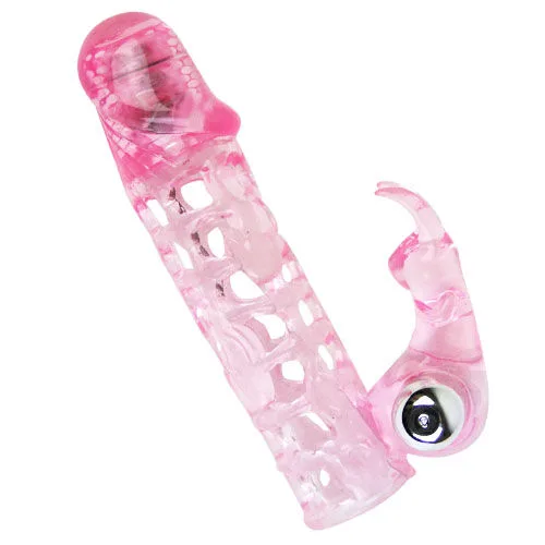Baile - Ultimate Love Extender Vibrating Penis Sleeve with Clitoral Stimulator, 10 Vibration Modes
