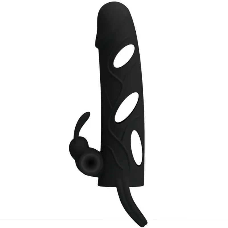 Pretty Love - Vibrating Silicone Penis Sleeve with Clitoral Stimulator 14 cm