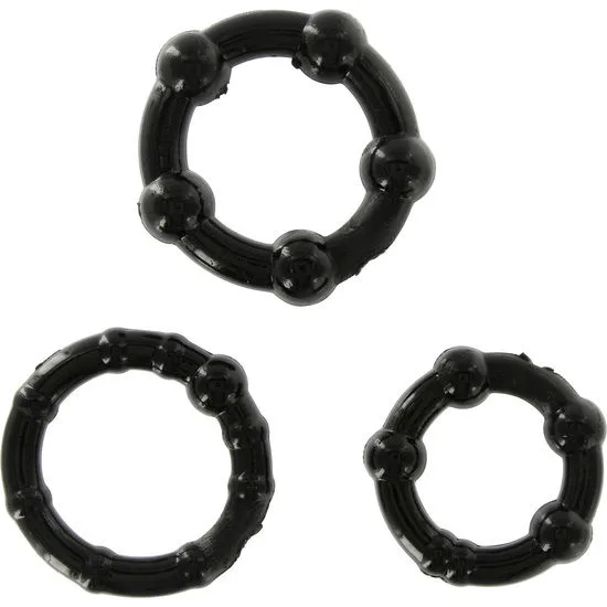 Seven Creations – Set med tre silikonpenisringar i svart