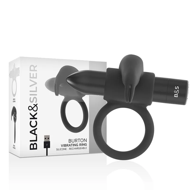 Black&Silver – Burton Vibrerande Penisring med 10 Vibrationsmoder | Svart