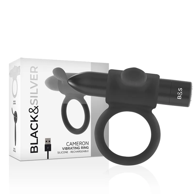 Black&Silver – Cameron Black Uppladdningsbar Vibrerande Penisring