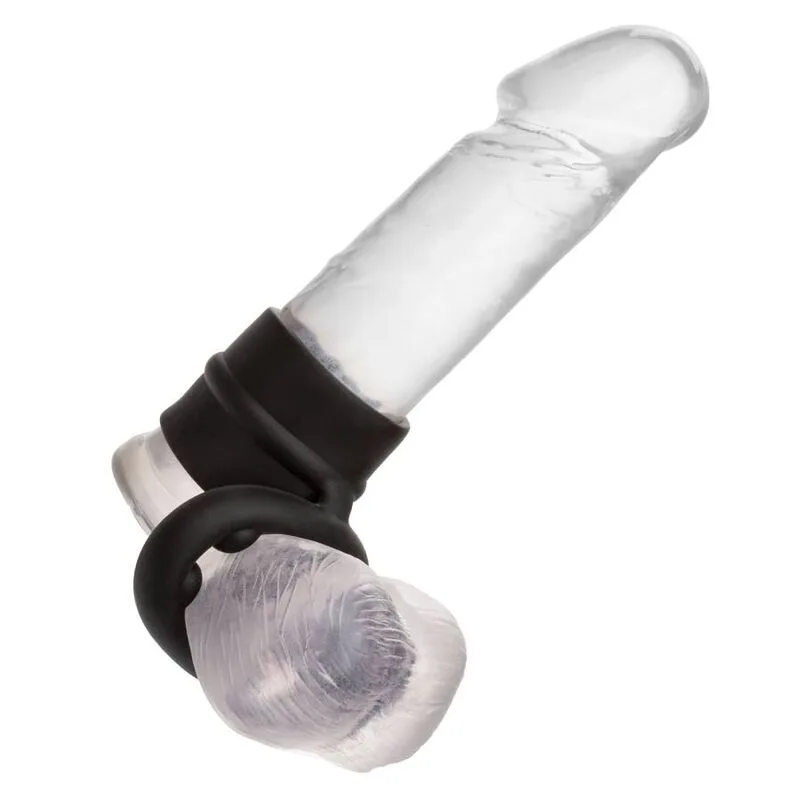 Calexotics - Alpha Dual Magnum Liquid Silicone Penile and Scrotum Support Ring - Black
