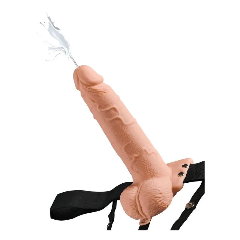 Fetish Fantasy Series - Justerbar Sele med Realistisk Ihålig Sprutande Penis med Testiklar 19 CM