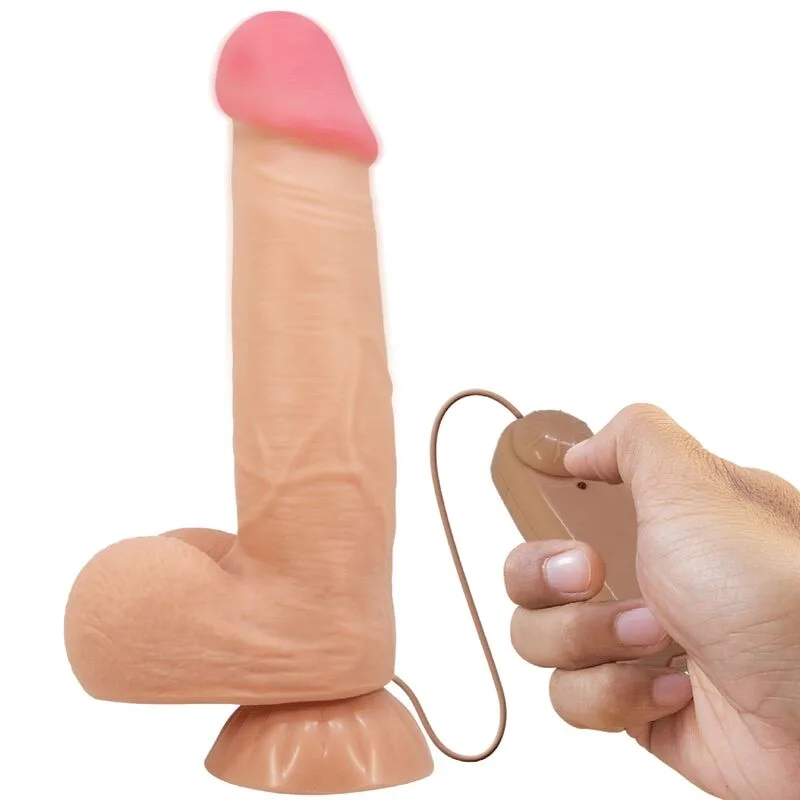 Pretty Love Sliding Skin Series Realistisk Dual-Density Vibrerande Dildo med Sugkopp & Trådansluten Fjärrkontroll – Hudton, 21,8 cm