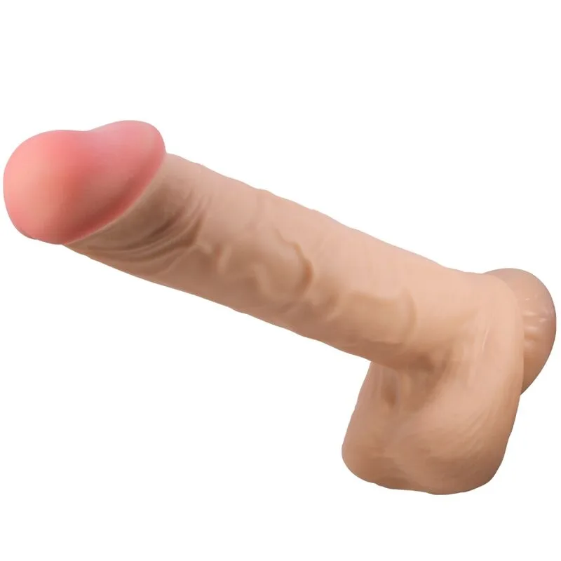 Pretty Love - Sliding Skin Series Realistisk Dildo med Infällbar Förhud & Sugkoppsbas, Flesh, 26 CM