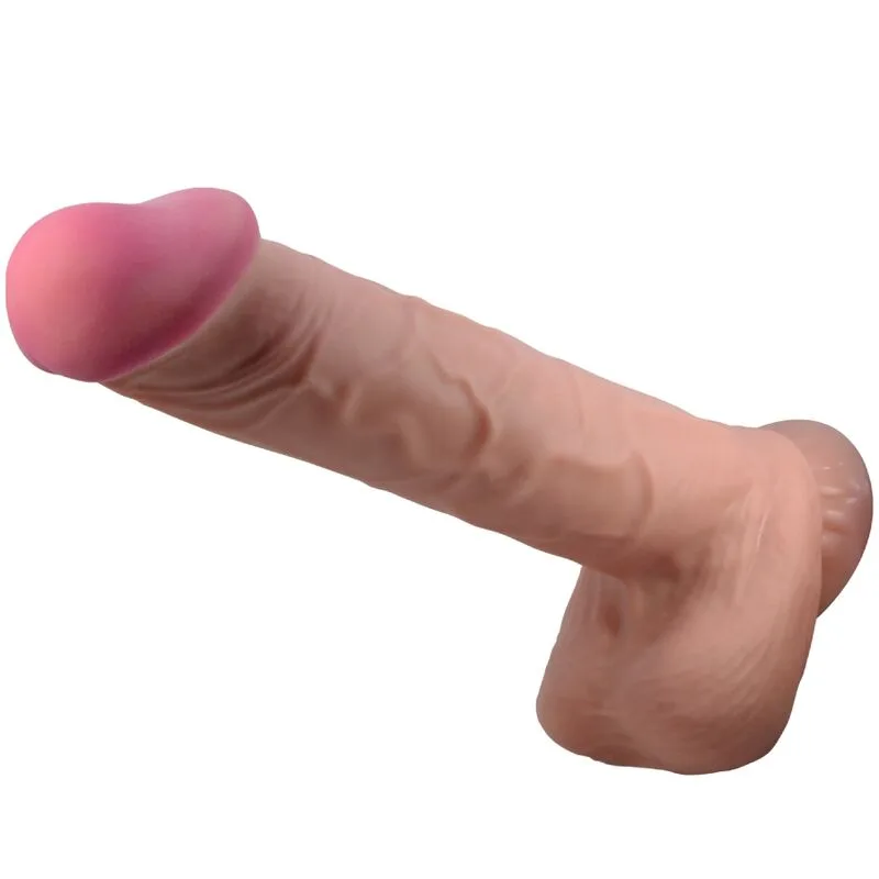 Pretty Love Sliding Skin Series Realistisk Dildo med Sugkoppsbas – Brun, 26 cm