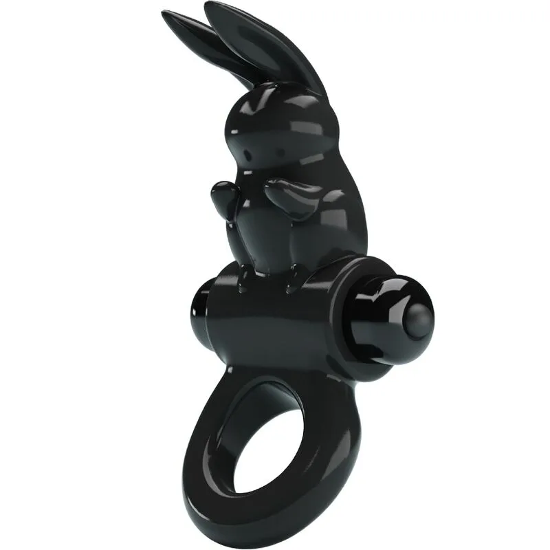 Pretty Love Exciting Rabbit Vibrating Penis Ring – 10 Vibration Modes – Black