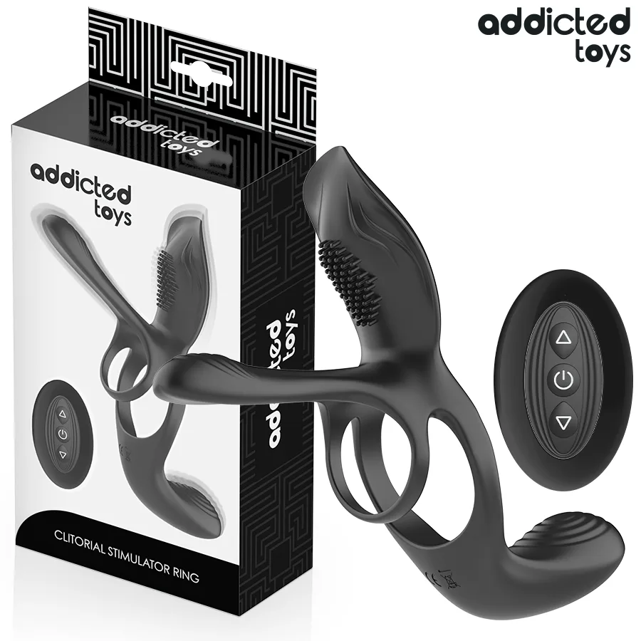 Addicted Toys - Dubbel Penisring med Klitorisstimulator och Tre Stimuleringspunkter