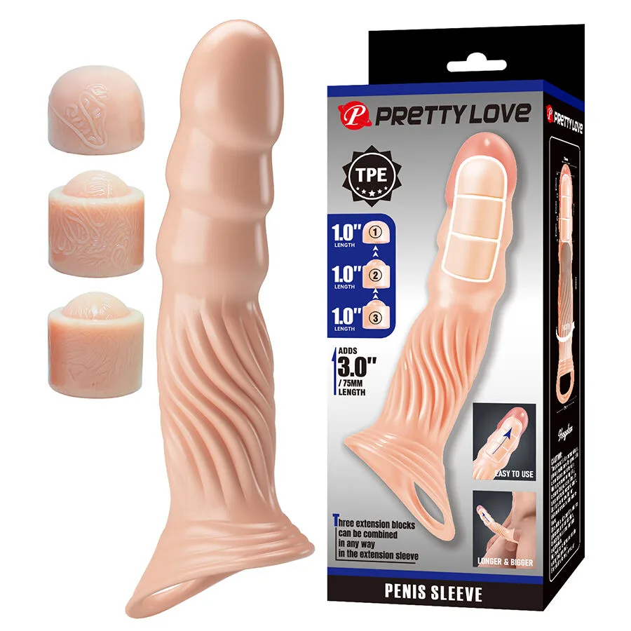 Pretty Love - Texturerad Penisslida med Justerbara Längdförlängare