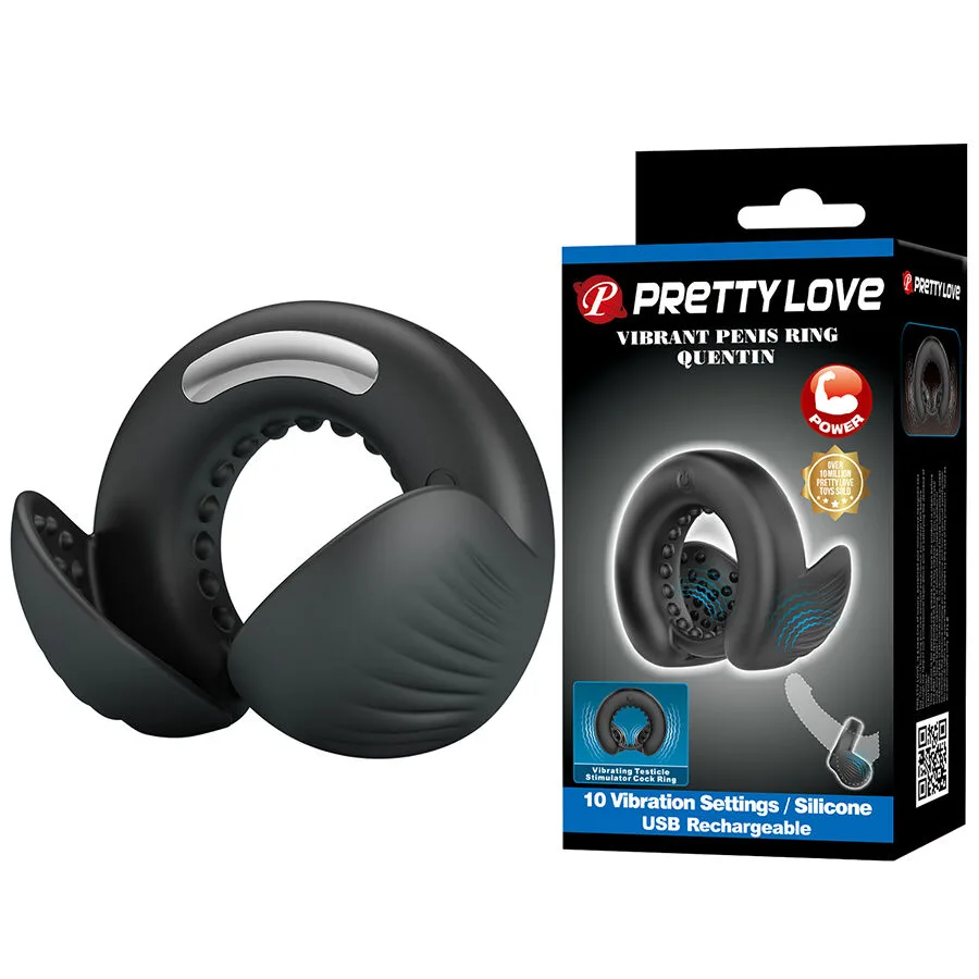 Pretty Love - Quentin Vibrerande Penisring och Testikelstimulatorring