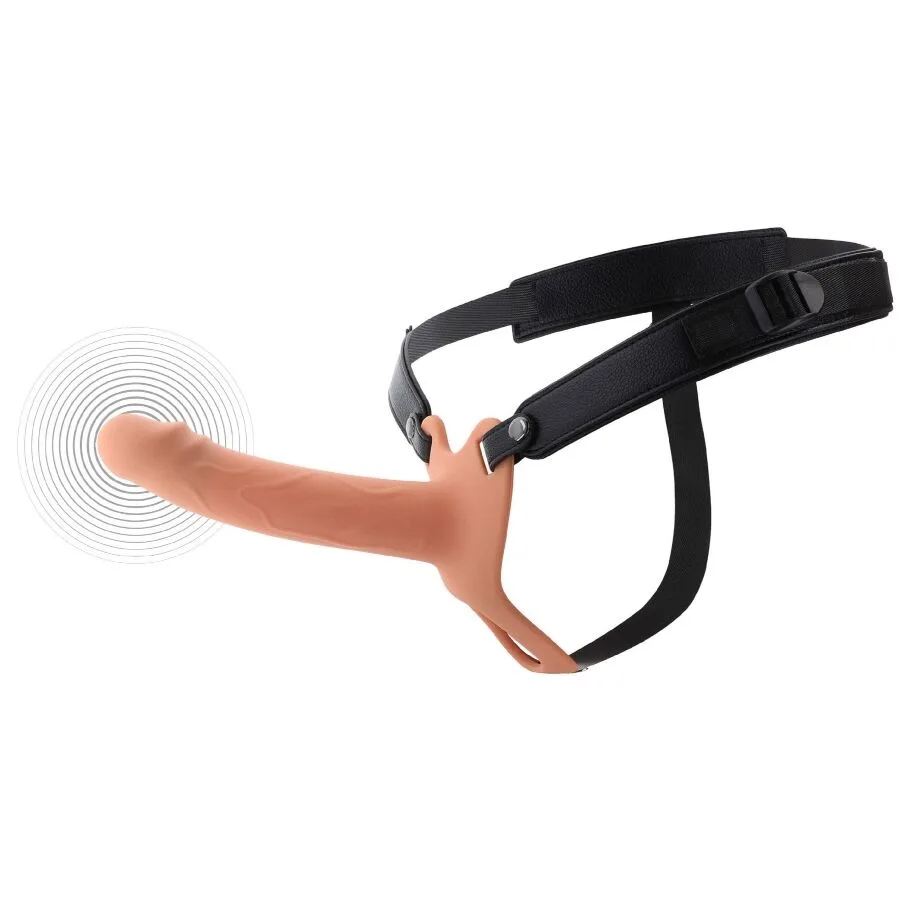 Hidden Desire Inferno Vibrerande Penishylsa & Sele för Strap-On – 18 cm