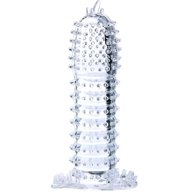 Baile - Transparent Penile Sheath with Stimulating Texture Points, 14 cm
