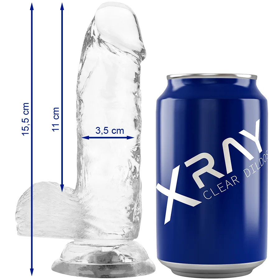 X Ray Clear Realistisk Dildo med Testiklar – 15,5 cm Längd x 3,5 cm Diameter