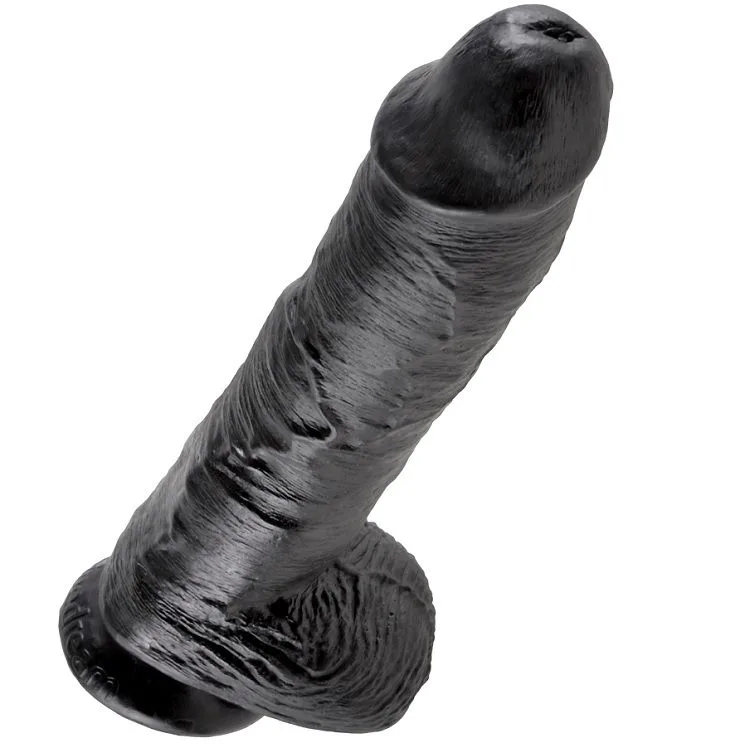 King Cock 10 Inch Realistisk Dildo med Bollar – Svart, 25,4 cm