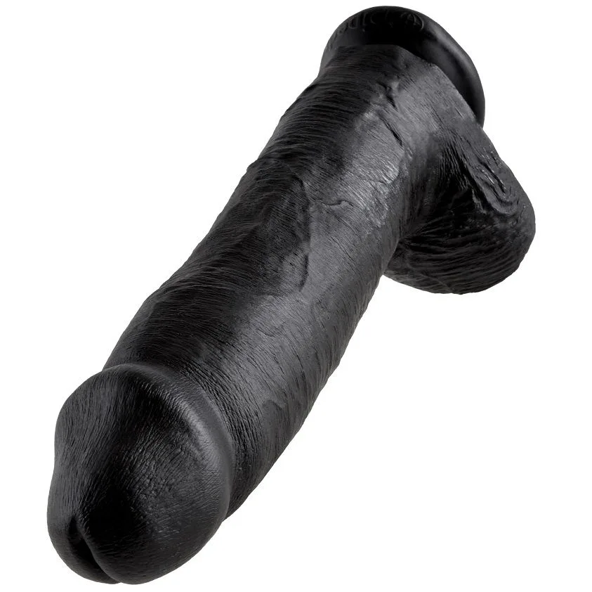 King Cock 12 Inch Realistisk Dildo med Bollar - Svart, 30.48 cm