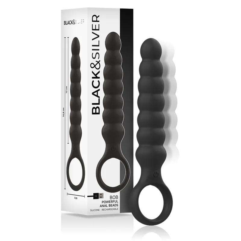 Black&Silver Bob Kraftfull Anal Vibrator & Dilatator i Silikon