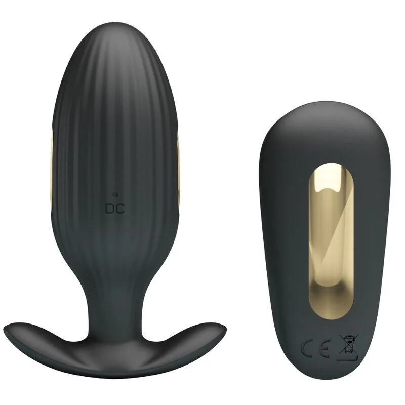 Pretty Love Kelly Rechargeable Anal Plug Vibrator with E-Stim & Remote Control – Black