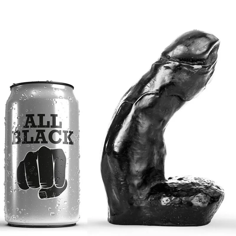 All Black Realistisk Dildo 15 cm – Kompakt Anatomisk Design med Testikelbas