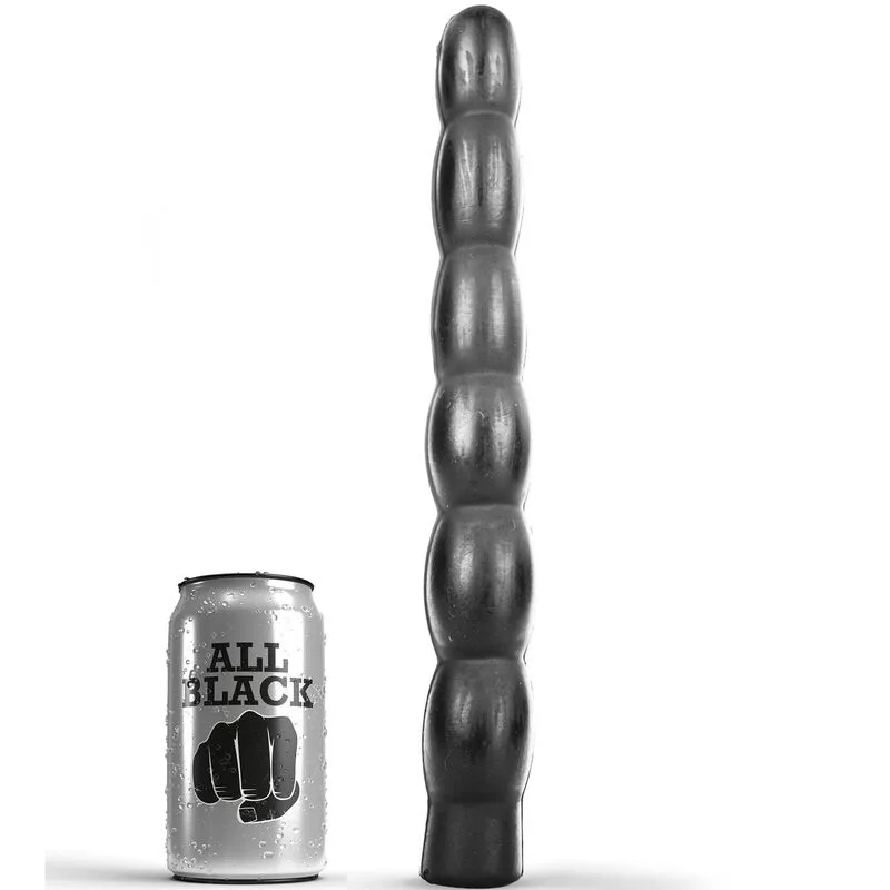 All Black Rippled Anal & Vaginal Dildo – 32 cm