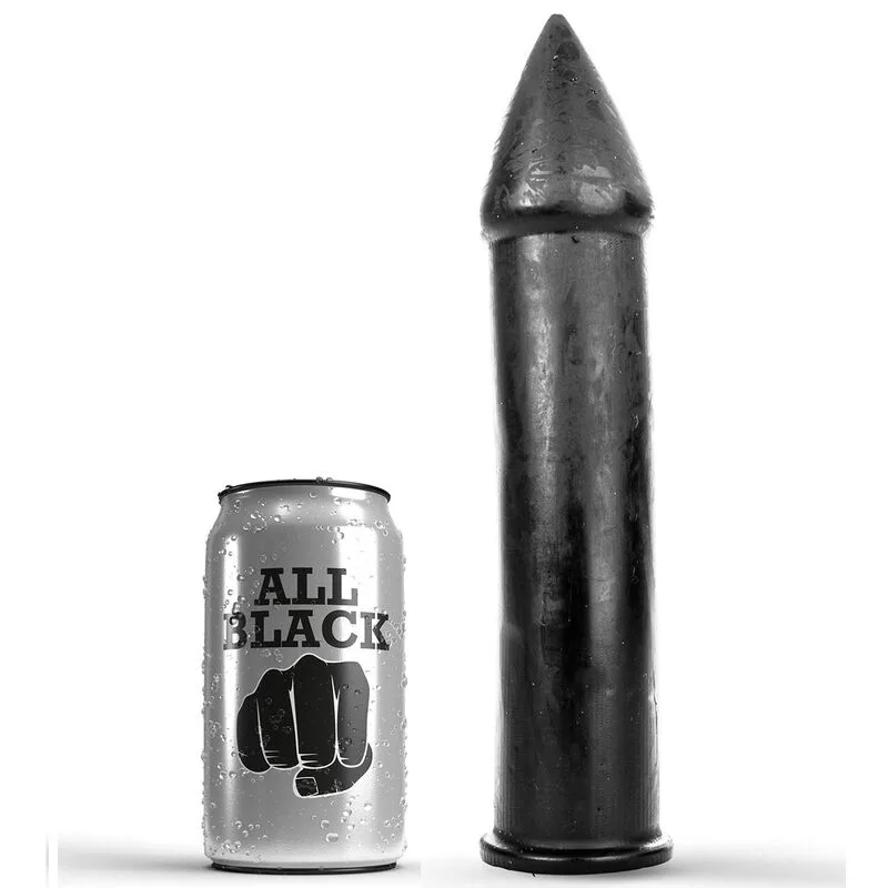 All Black Realistic Dildo – 24 cm Phallic Shaft with Tapered Tip