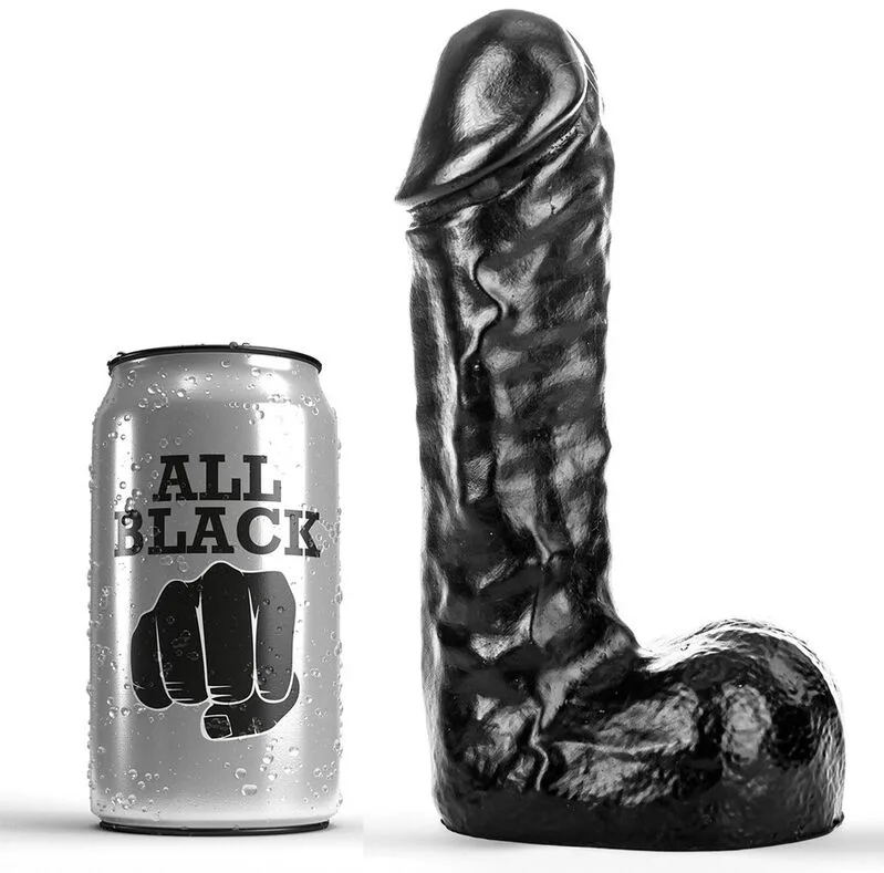 All Black – Realistisk Dong 19 cm | Flexibel PVC-dildo för vaginal & anal användning