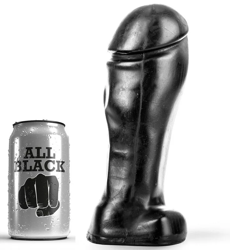 All Black - Realistisk Dildo med Bred Topp 22 CM