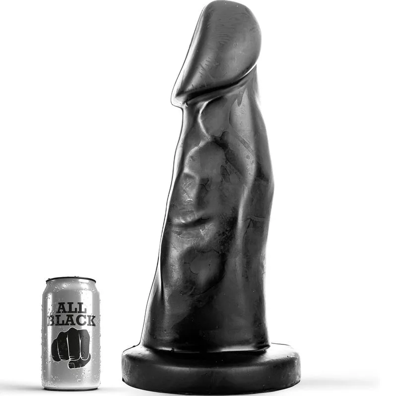 All Black Realistic Dong – 27 cm Phallic Dildo with Curved Shaft