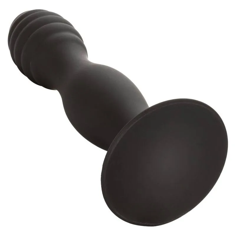 CalExotics Silicone Ribbed Anal Plug with Suction Cup Base
