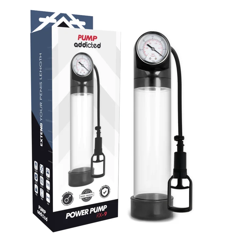 Pump Addicted RX9 Transparent Penispump med Kalibrerat Vakuumsystem