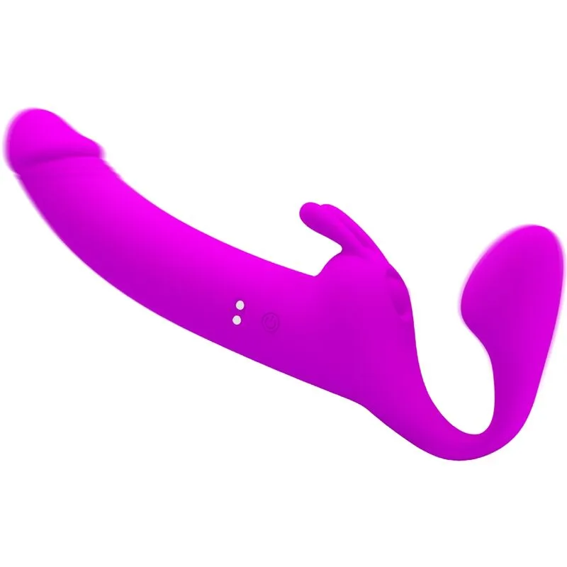 Pretty Love Zanini Strapless Strap-On Vibrator – 10 Vibration & 10 Thumping Modes – Purple