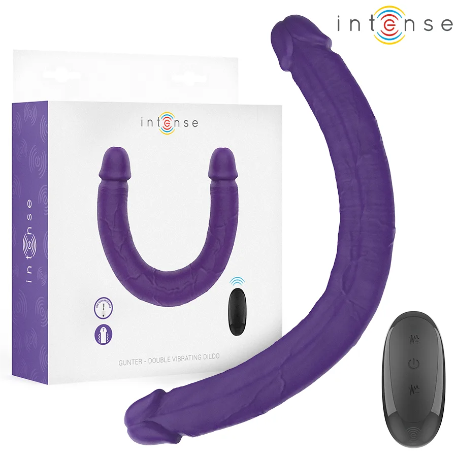 Intense - Gunter Dubbel Vibrerande Dildo 40 cm Lila med Fjärrkontroll