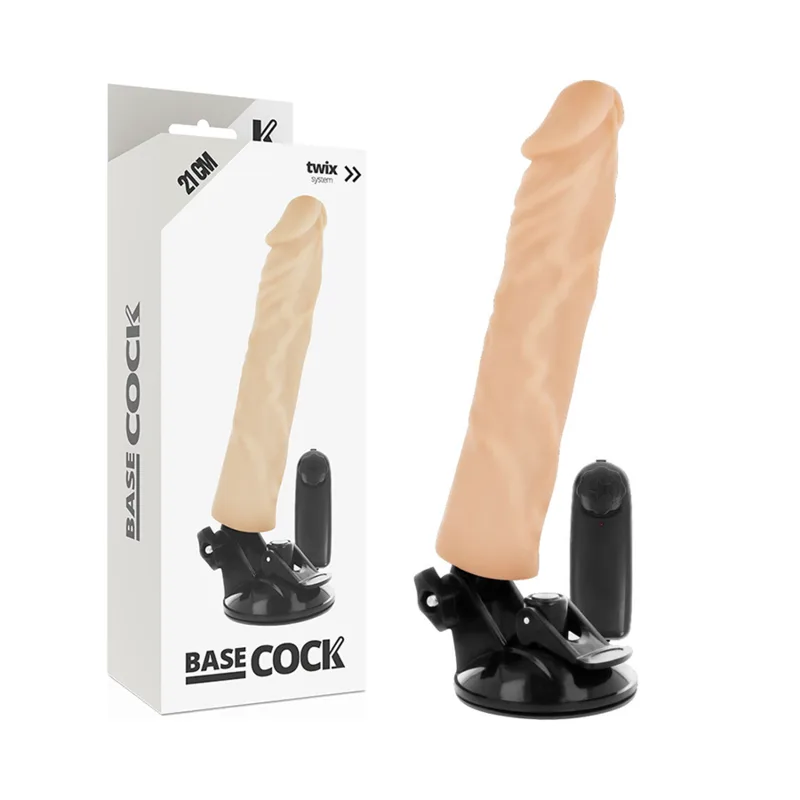 Basecock Realistisk Vibrerande Dildo med Fjärrkontroll – Flesh, 21 cm x 4 cm
