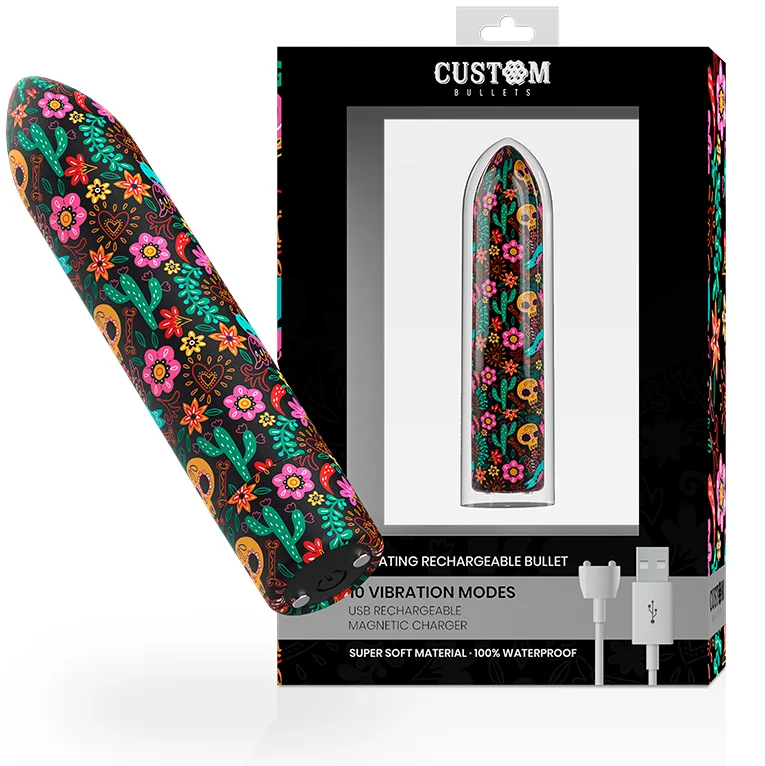 Custom Bullets Uppladdningsbar Skull Magnetisk Bullet Vibrator – 10 Stimuleringsintensiteter