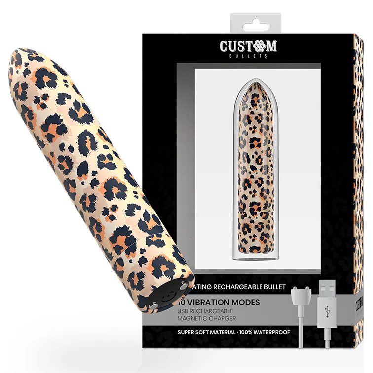 Custom Bullets Leopard Edition – Uppladdningsbar vibrerande bullet med 10 intensitetsnivåer & magnetisk laddning