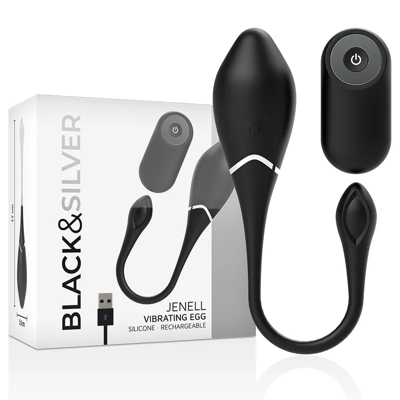 Black&Silver - Jenell Uppladdningsbart Vibrerande Ägg med Fjärrkontroll