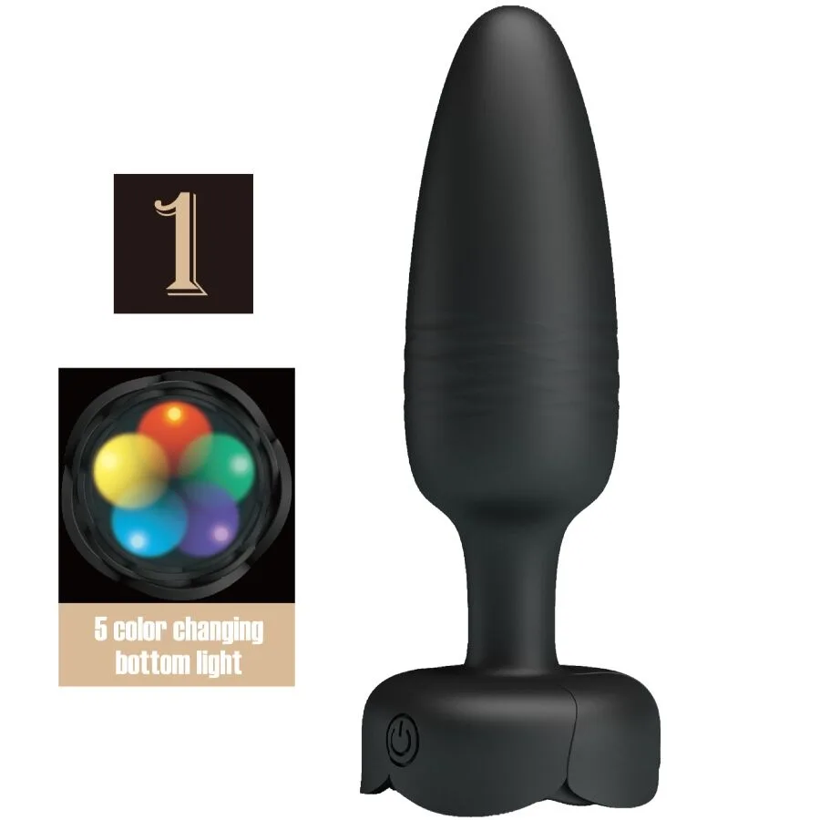 Pretty Love Tarion Anal Plug with LED Light – Black, 12.5 cm