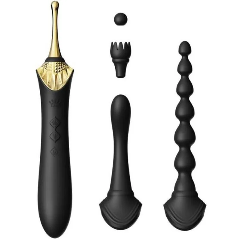 Zalo Bess 2 Klitorisstimulator & Multizons-massager med Utbytbara Aufsätze – Svart