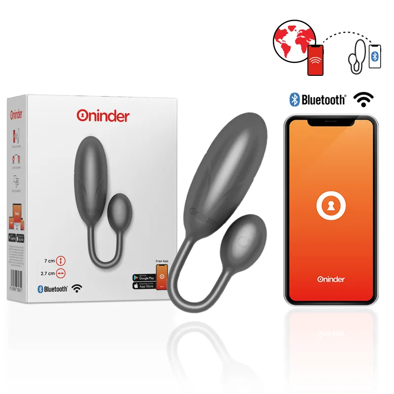 Oninder Denver Vibrerande Ägg Svart 7 x 2,7 cm – Styrs via Gratis App