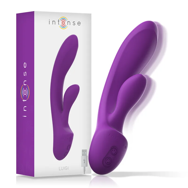 Intense Luigi Dubbelstimulerande Rabbit-Vibrator i Flytande Silikon – Lila