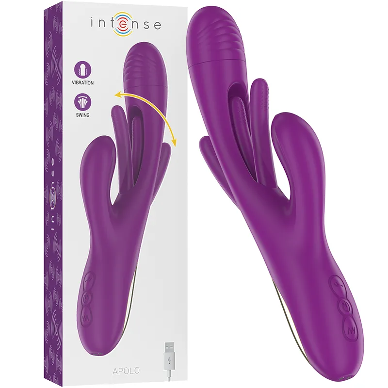Intense - Apolo Uppladdningsbar Multifunktionsvibrator 7 Vibrationer med Svängande Rörelse Lila