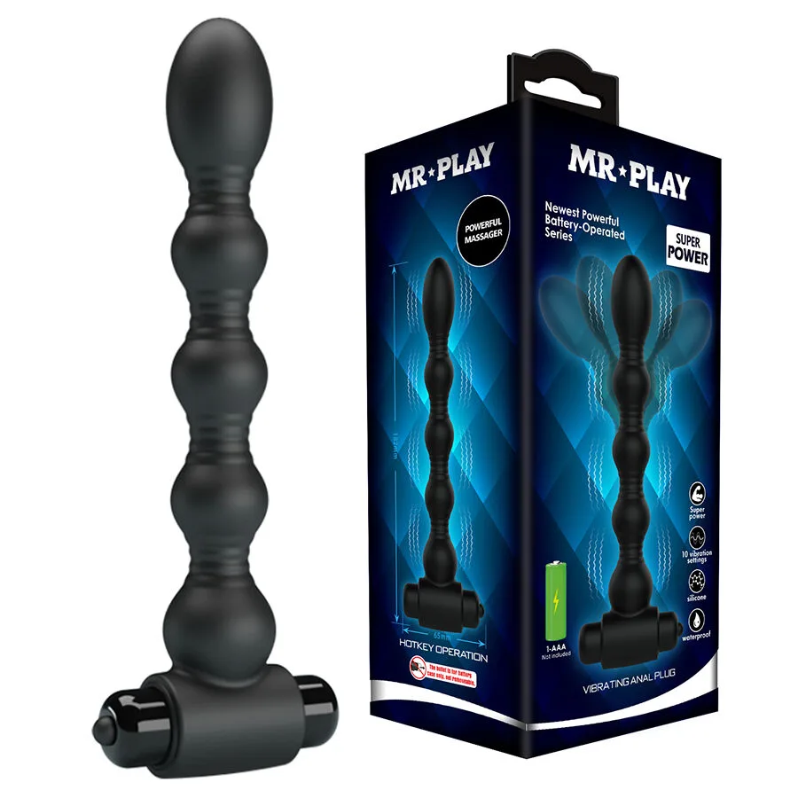 Mr Play - Vibrerande Pärlformad Analplugg Massager med 10 Vibrationsfunktioner