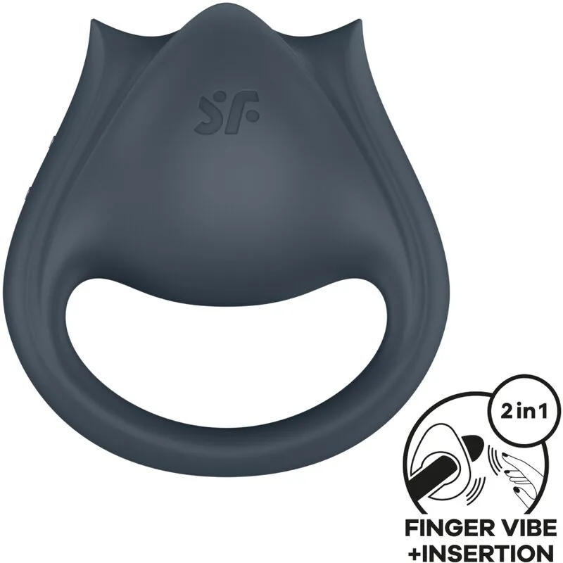 Satisfyer - Perfect Pair 2 Multivibrator 2-i-1 Penisring och Fingerstimulator Grå